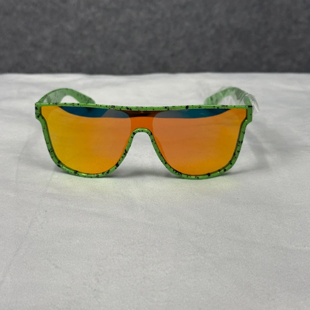 Tipsy Elves Psychic Pathway Sunglasses Green‎ Splatter Orange Mirror TE-SSG600